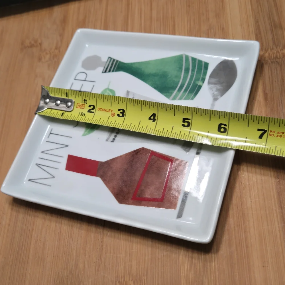 Crate & Barrel Mint Julep Plate Trinket Dish Appetizer, recipe on back